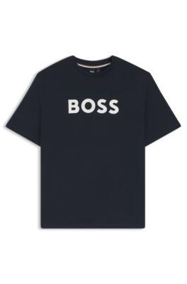 Cotton jersey T-shirt with mixed-print logo by HUGO BOSS