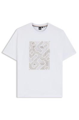 Cotton-jersey T-shirt with monogram artwork by HUGO BOSS