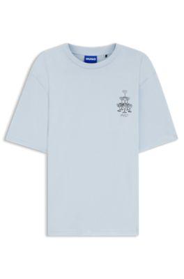 Cotton-jersey T-shirt with printed artwork by HUGO BOSS