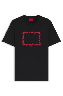 Cotton-jersey T-shirt with printed artwork by HUGO BOSS