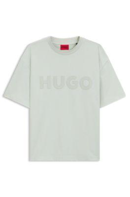 Cotton-jersey T-shirt with reflective logo by HUGO BOSS