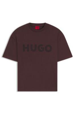 Cotton-jersey T-shirt with reflective logo by HUGO BOSS