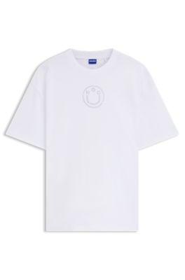 Cotton-jersey T-shirt with rhinestone Happy HUGO by HUGO BOSS