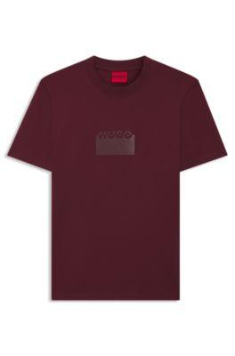 Cotton-jersey T-shirt with rubber logo print by HUGO BOSS