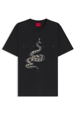 Cotton-jersey T-shirt with spaced-out logo by HUGO BOSS