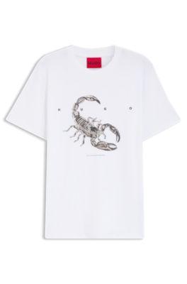 Cotton-jersey T-shirt with spaced-out logo by HUGO BOSS