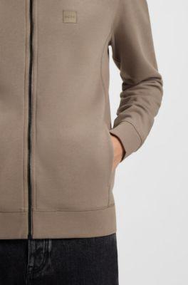 Cotton-jersey jacket with logo badge by HUGO BOSS