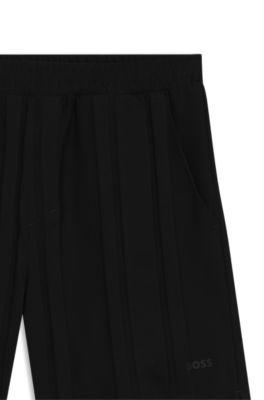Cotton-jersey shorts with matte and lustrous stripes by HUGO BOSS