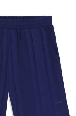 Cotton-jersey shorts with matte and lustrous stripes by HUGO BOSS