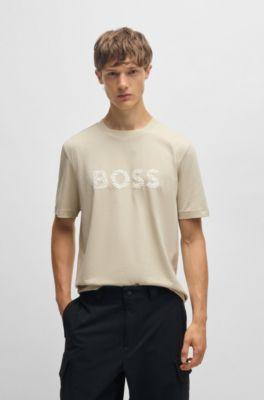 Cotton-jersey slim-fit T-shirt with logo print by HUGO BOSS