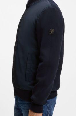 Cotton-knit hybrid jacket with bomber collar by HUGO BOSS