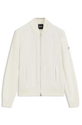 Cotton-knit hybrid jacket with bomber collar by HUGO BOSS