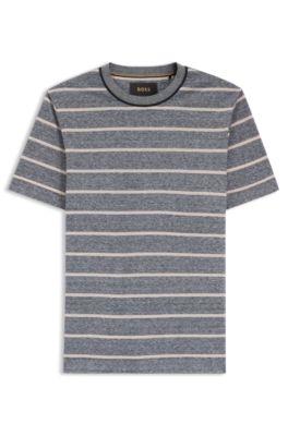 Cotton-linen T-shirt with horizontal stripe by HUGO BOSS