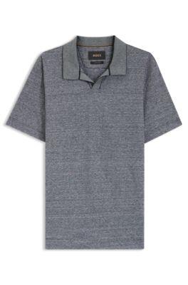 Cotton-linen polo shirt with Johnny collar by HUGO BOSS
