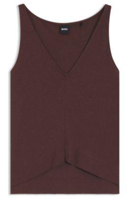 Cotton-linen top with V neckline by HUGO BOSS