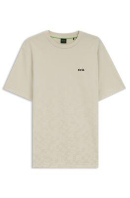 Cotton-piqu&eacute; T-shirt with all-over print by HUGO BOSS