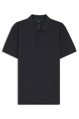 Cotton-piqu&eacute; polo shirt with all-over print by HUGO BOSS