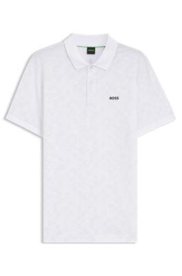Cotton-piqu&eacute; polo shirt with all-over print by HUGO BOSS
