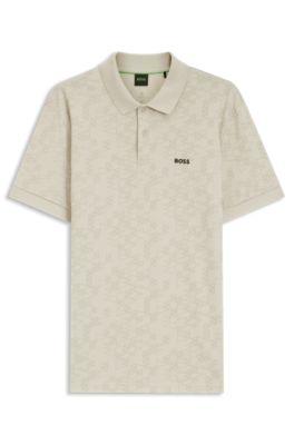 Cotton-piqu&eacute; polo shirt with all-over print by HUGO BOSS