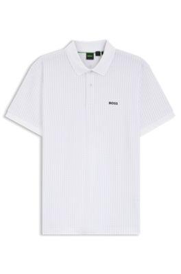 Cotton-piqu&eacute; polo shirt with all-over print by HUGO BOSS