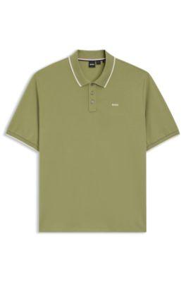 Cotton-piqu&eacute; polo shirt with contrast logo by HUGO BOSS