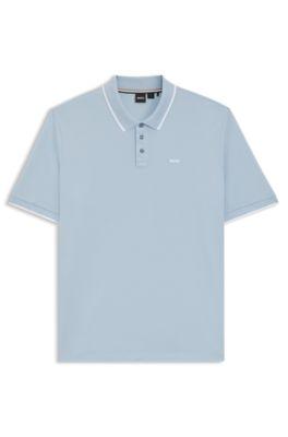 Cotton-piqu&eacute; polo shirt with contrast logo by HUGO BOSS