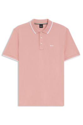 Cotton-piqu&eacute; polo shirt with contrast tipping by HUGO BOSS