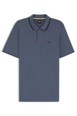 Cotton-piqu&eacute; polo shirt with contrast tipping by HUGO BOSS