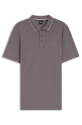 Cotton-piqu&eacute; polo shirt with contrast tipping by HUGO BOSS
