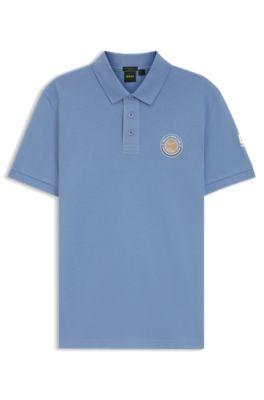 Cotton-piqu&eacute; polo shirt with tennis artwork by HUGO BOSS
