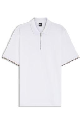 Cotton-piqu&eacute; polo shirt with zip neck by HUGO BOSS