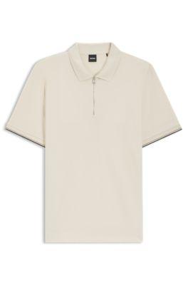 Cotton-piqu&eacute; polo shirt with zip neck by HUGO BOSS