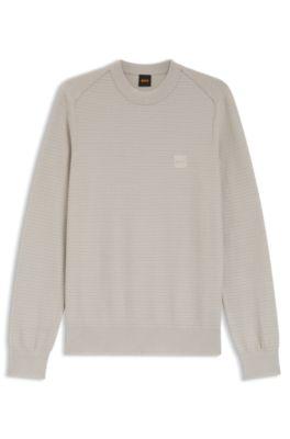 Cotton piqu&eacute; sweater with logo patch by HUGO BOSS