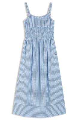 Cotton-poplin dress with vertical stripe by HUGO BOSS