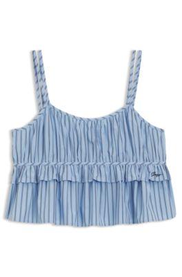 Cotton-poplin top with vertical stripe by HUGO BOSS