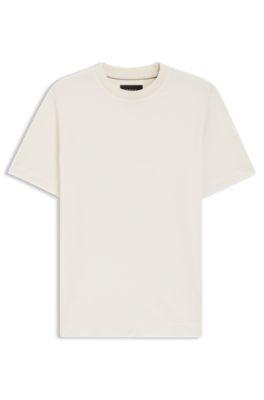 Cotton-silk T-shirt with geometric jacquard by HUGO BOSS