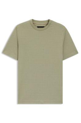 Cotton-silk T-shirt with geometric jacquard by HUGO BOSS