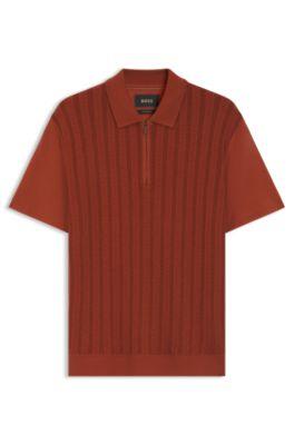Cotton-silk polo shirt with zip neck by HUGO BOSS
