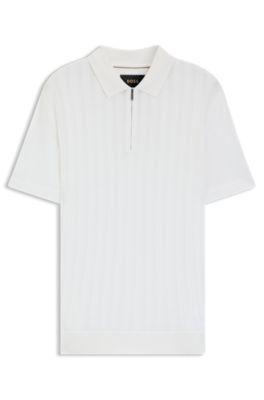 Cotton-silk polo shirt with zip neck by HUGO BOSS
