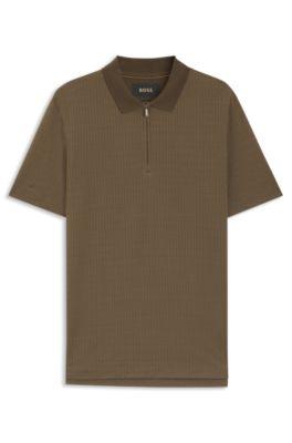 Cotton-silk polo shirt with zip neck by HUGO BOSS