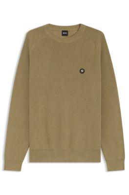 Cotton sweater with Double B monogram by HUGO BOSS