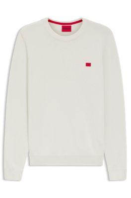 Cotton sweater with red logo label by HUGO BOSS