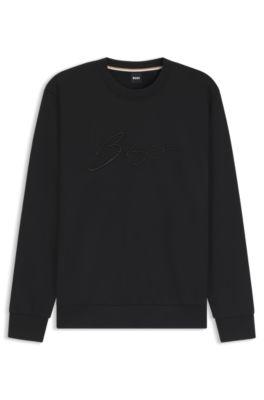 Cotton-terry relaxed-fit sweatshirt with script logo by HUGO BOSS