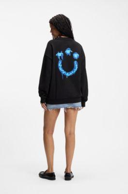 Cotton-terry sweatshirt with Happy HUGO by HUGO BOSS