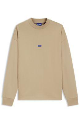 Cotton-terry sweatshirt with blue logo patch by HUGO BOSS Cotton-terry sweatshirt with blue logo patch by HUGO BOSS