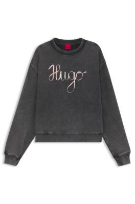 Cotton-terry sweatshirt with creative artwork by HUGO BOSS