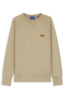 Cotton-terry sweatshirt with logo badge by HUGO BOSS