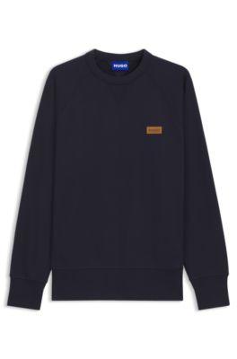 Cotton-terry sweatshirt with logo badge by HUGO BOSS