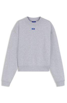 Cotton-terry sweatshirt with logo badge by HUGO BOSS