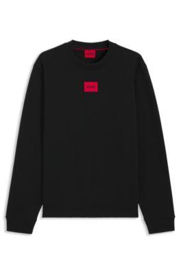 Cotton-terry sweatshirt with logo label by HUGO BOSS
